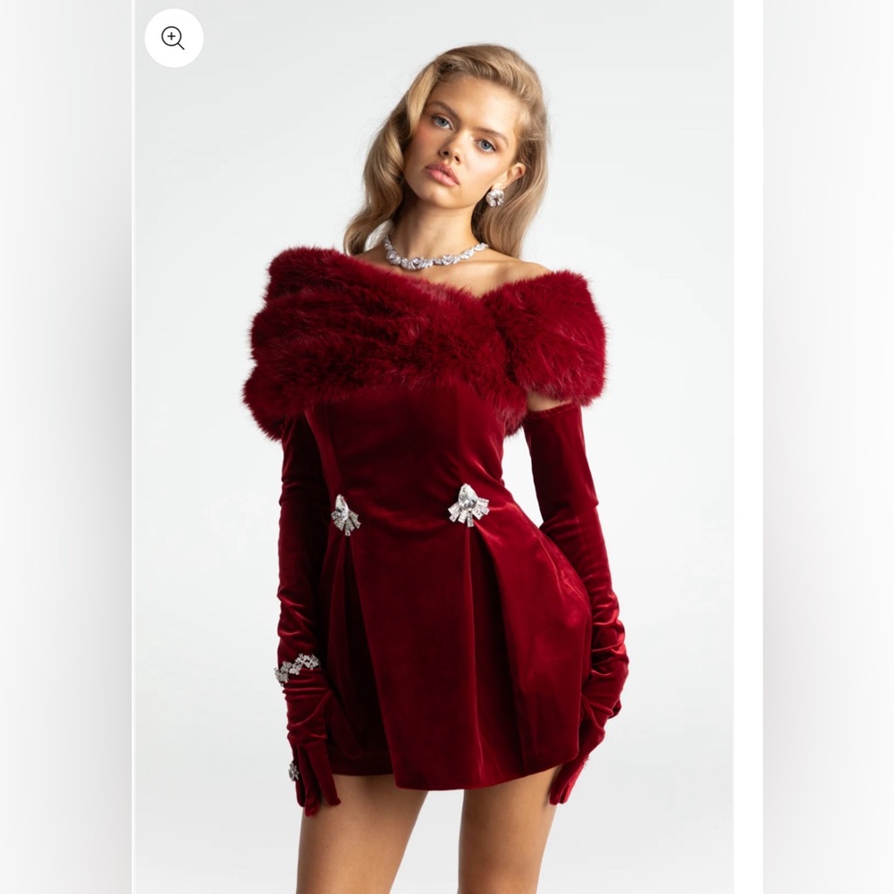 Simone Velvet Dress (red)